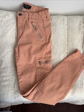 bebe Peach Cargo Slim Pants with Zipper Details
